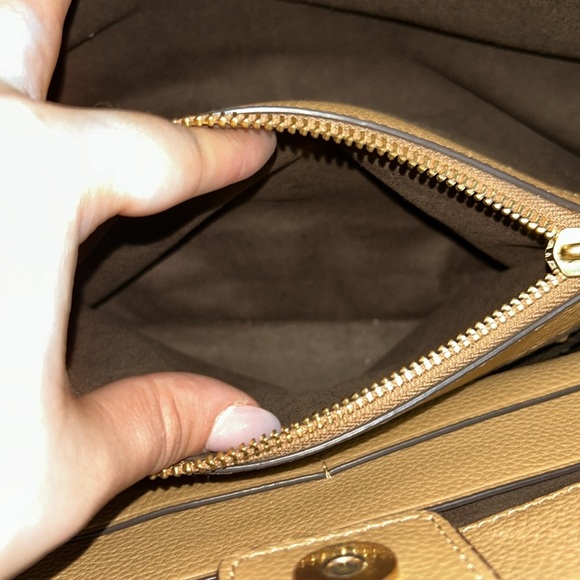 Tory Burch Mcgraw Satchel Handbag Pebbled Leather Brown Purse Tote Bag - Picture 14 of 16